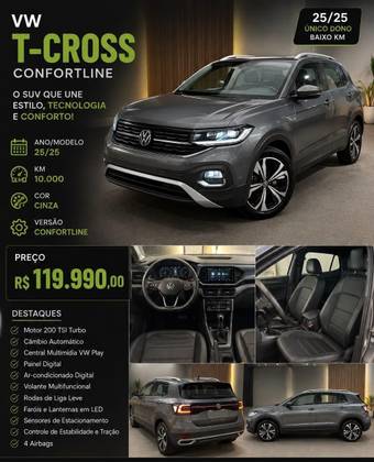 VOLKSWAGEN T-CROSS 1.0 200 TSI TOTAL FLEX COMFORTLINE AUTOMÁTICO VOLKSWAGEN T-CROSS 1.0 200 TSI TOTAL FLEX COMFORTLINE AUTOMÁTICO